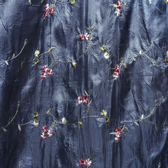 Rocchi Floral Embroidery Scarf 25x60 Blue/Pink Silk/Polyester - Picture 4 of 14